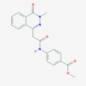 molecular formula C19H17N3O4 B510041 Methyl 4-{[(3-methyl-4-oxo-3,4-dihydrophthalazin-1-yl)acetyl]amino}benzoate CAS No. 878418-25-8