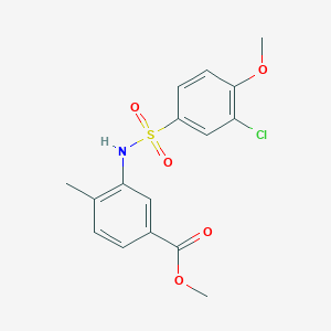 molecular formula C16H16ClNO5S B5100416 methyl 3-{[(3-chloro-4-methoxyphenyl)sulfonyl]amino}-4-methylbenzoate 