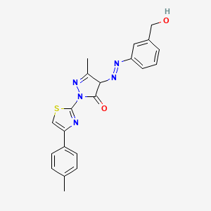 molecular formula C21H19N5O2S B5100434 4-{[3-(hydroxymethyl)phenyl]diazenyl}-5-methyl-2-[4-(4-methylphenyl)-1,3-thiazol-2-yl]-2,4-dihydro-3H-pyrazol-3-one 