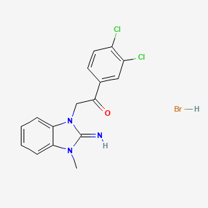 molecular formula C16H14BrCl2N3O B5100485 1-(3,4-dichlorophenyl)-2-(2-imino-3-methyl-2,3-dihydro-1H-benzimidazol-1-yl)ethanone hydrobromide 