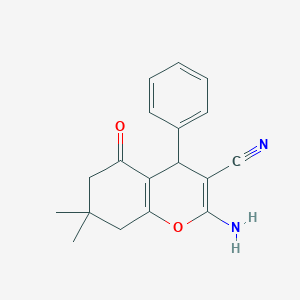 molecular formula C18H18N2O2 B510056 2-amino-7,7-dimethyl-5-oxo-4-phenyl-5,6,7,8-tetrahydro-4H-chromene-3-carbonitrile CAS No. 107752-97-6