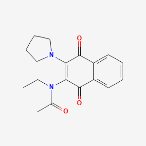 molecular formula C18H20N2O3 B5100560 N-[1,4-dioxo-3-(1-pyrrolidinyl)-1,4-dihydro-2-naphthalenyl]-N-ethylacetamide 