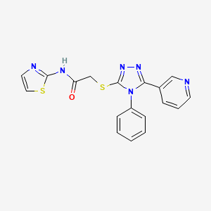 molecular formula C18H14N6OS2 B5100565 2-{[4-phenyl-5-(3-pyridinyl)-4H-1,2,4-triazol-3-yl]thio}-N-1,3-thiazol-2-ylacetamide 