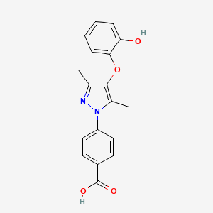 molecular formula C18H16N2O4 B5100570 4-[4-(2-hydroxyphenoxy)-3,5-dimethyl-1H-pyrazol-1-yl]benzoic acid 