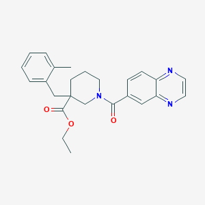 molecular formula C25H27N3O3 B5100593 ethyl 3-(2-methylbenzyl)-1-(6-quinoxalinylcarbonyl)-3-piperidinecarboxylate 