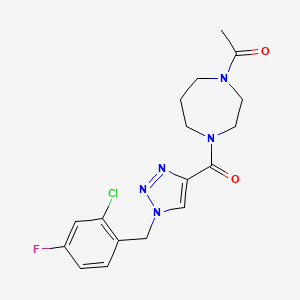 molecular formula C17H19ClFN5O2 B5100737 1-acetyl-4-{[1-(2-chloro-4-fluorobenzyl)-1H-1,2,3-triazol-4-yl]carbonyl}-1,4-diazepane 