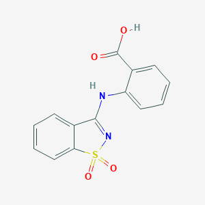 molecular formula C14H10N2O4S B510078 2-[(1,1-Dioxido-1,2-benzothiazol-3-yl)amino]benzoic acid CAS No. 108950-06-7