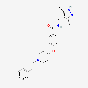 molecular formula C26H32N4O2 B5100857 N-[(3,5-dimethyl-1H-pyrazol-4-yl)methyl]-4-{[1-(2-phenylethyl)-4-piperidinyl]oxy}benzamide 