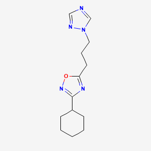 molecular formula C13H19N5O B5100872 3-cyclohexyl-5-[3-(1H-1,2,4-triazol-1-yl)propyl]-1,2,4-oxadiazole 