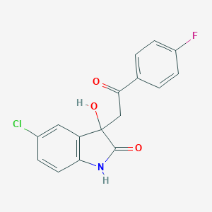 molecular formula C16H11ClFNO3 B510091 5-chloro-3-[2-(4-fluorophenyl)-2-oxoethyl]-3-hydroxy-1,3-dihydro-2H-indol-2-one CAS No. 173416-91-6