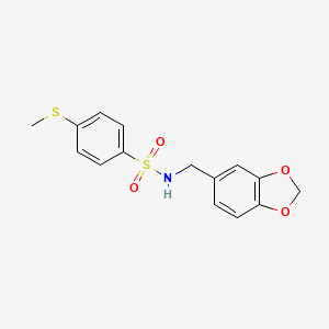 molecular formula C15H15NO4S2 B5100914 N-(1,3-benzodioxol-5-ylmethyl)-4-(methylthio)benzenesulfonamide 