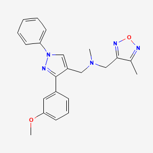 molecular formula C22H23N5O2 B5100935 1-[3-(3-methoxyphenyl)-1-phenyl-1H-pyrazol-4-yl]-N-methyl-N-[(4-methyl-1,2,5-oxadiazol-3-yl)methyl]methanamine 