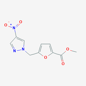 molecular formula C10H9N3O5 B510102 5-(4-Nitro-pyrazol-1-ylmethyl)-furan-2-carboxylic acid methyl ester CAS No. 402614-78-2