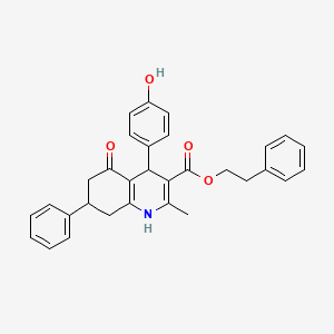 2-phenylethyl 4-(4-hydroxyphenyl)-2-methyl-5-oxo-7-phenyl-1,4,5,6,7,8-hexahydro-3-quinolinecarboxylate