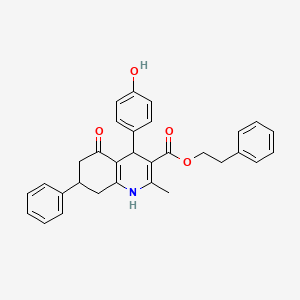 molecular formula C31H29NO4 B5101068 2-phenylethyl 4-(4-hydroxyphenyl)-2-methyl-5-oxo-7-phenyl-1,4,5,6,7,8-hexahydro-3-quinolinecarboxylate 