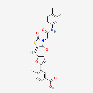 molecular formula C26H22N2O6S B5101090 3-{5-[(3-{2-[(3,4-dimethylphenyl)amino]-2-oxoethyl}-2,4-dioxo-1,3-thiazolidin-5-ylidene)methyl]-2-furyl}-4-methylbenzoic acid 