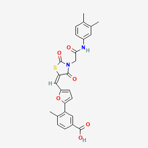 3-{5-[(3-{2-[(3,4-dimethylphenyl)amino]-2-oxoethyl}-2,4-dioxo-1,3-thiazolidin-5-ylidene)methyl]-2-furyl}-4-methylbenzoic acid