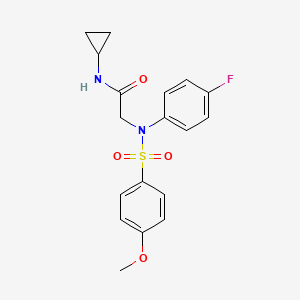 molecular formula C18H19FN2O4S B5101103 N~1~-cyclopropyl-N~2~-(4-fluorophenyl)-N~2~-[(4-methoxyphenyl)sulfonyl]glycinamide 