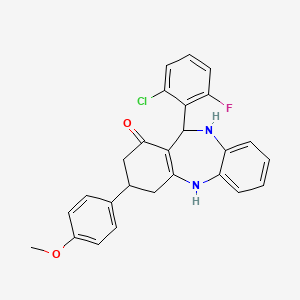molecular formula C26H22ClFN2O2 B5101159 11-(2-chloro-6-fluorophenyl)-3-(4-methoxyphenyl)-2,3,4,5,10,11-hexahydro-1H-dibenzo[b,e][1,4]diazepin-1-one 