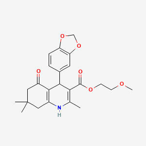 molecular formula C23H27NO6 B5101170 2-methoxyethyl 4-(1,3-benzodioxol-5-yl)-2,7,7-trimethyl-5-oxo-1,4,5,6,7,8-hexahydro-3-quinolinecarboxylate 