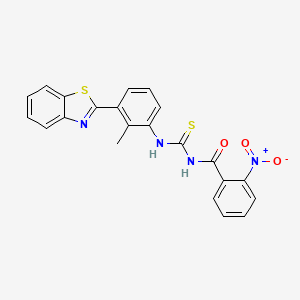 molecular formula C22H16N4O3S2 B5101189 N-({[3-(1,3-benzothiazol-2-yl)-2-methylphenyl]amino}carbonothioyl)-2-nitrobenzamide 