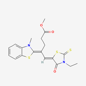 molecular formula C19H20N2O3S3 B5101202 methyl 5-(3-ethyl-4-oxo-2-thioxo-1,3-thiazolidin-5-ylidene)-4-(3-methyl-1,3-benzothiazol-2(3H)-ylidene)pentanoate 