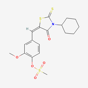 molecular formula C18H21NO5S3 B5101268 4-[(3-cyclohexyl-4-oxo-2-thioxo-1,3-thiazolidin-5-ylidene)methyl]-2-methoxyphenyl methanesulfonate 