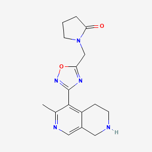 molecular formula C16H19N5O2 B5101356 1-{[3-(3-methyl-5,6,7,8-tetrahydro-2,7-naphthyridin-4-yl)-1,2,4-oxadiazol-5-yl]methyl}-2-pyrrolidinone trifluoroacetate 
