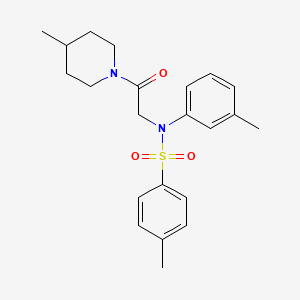 molecular formula C22H28N2O3S B5101395 4-methyl-N-(3-methylphenyl)-N-[2-(4-methyl-1-piperidinyl)-2-oxoethyl]benzenesulfonamide 