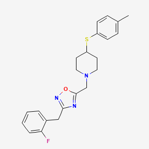 molecular formula C22H24FN3OS B5101458 1-{[3-(2-fluorobenzyl)-1,2,4-oxadiazol-5-yl]methyl}-4-[(4-methylphenyl)thio]piperidine 