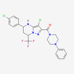 molecular formula C24H22Cl2F3N5O B5101460 3-chloro-5-(4-chlorophenyl)-2-[(4-phenyl-1-piperazinyl)carbonyl]-7-(trifluoromethyl)-4,5,6,7-tetrahydropyrazolo[1,5-a]pyrimidine CAS No. 6068-19-5