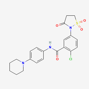 molecular formula C21H22ClN3O4S B5101461 2-chloro-5-(1,1-dioxido-3-oxo-2-isothiazolidinyl)-N-[4-(1-piperidinyl)phenyl]benzamide 