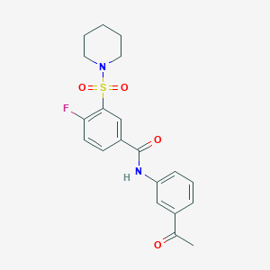 molecular formula C20H21FN2O4S B5101496 N-(3-acetylphenyl)-4-fluoro-3-(1-piperidinylsulfonyl)benzamide 
