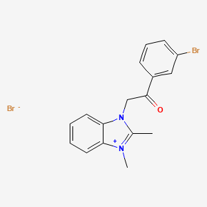 molecular formula C17H16Br2N2O B5101526 3-[2-(3-bromophenyl)-2-oxoethyl]-1,2-dimethyl-1H-3,1-benzimidazol-3-ium bromide 