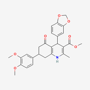 molecular formula C27H27NO7 B5101530 methyl 4-(1,3-benzodioxol-5-yl)-7-(3,4-dimethoxyphenyl)-2-methyl-5-oxo-1,4,5,6,7,8-hexahydro-3-quinolinecarboxylate 