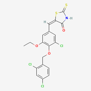 molecular formula C19H14Cl3NO3S2 B5101571 5-{3-chloro-4-[(2,4-dichlorobenzyl)oxy]-5-ethoxybenzylidene}-2-thioxo-1,3-thiazolidin-4-one 