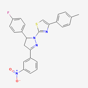 2-[5-(4-fluorophenyl)-3-(3-nitrophenyl)-4,5-dihydro-1H-pyrazol-1-yl]-4-(4-methylphenyl)-1,3-thiazole