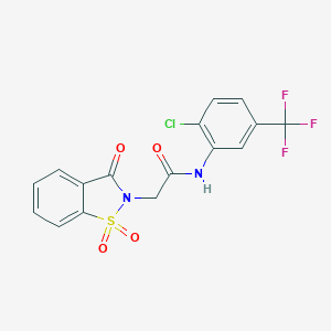 molecular formula C16H10ClF3N2O4S B510164 N-[2-chloro-5-(trifluoromethyl)phenyl]-2-(1,1,3-trioxo-1,2-benzothiazol-2-yl)acetamide CAS No. 585551-04-8