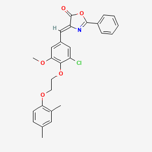 molecular formula C27H24ClNO5 B5101654 4-{3-chloro-4-[2-(2,4-dimethylphenoxy)ethoxy]-5-methoxybenzylidene}-2-phenyl-1,3-oxazol-5(4H)-one 