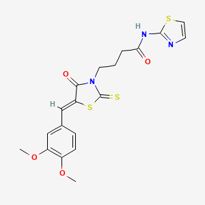 molecular formula C19H19N3O4S3 B5101661 4-[5-(3,4-dimethoxybenzylidene)-4-oxo-2-thioxo-1,3-thiazolidin-3-yl]-N-1,3-thiazol-2-ylbutanamide 