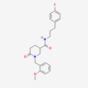 molecular formula C23H27FN2O3 B5101691 N-[3-(4-fluorophenyl)propyl]-1-(2-methoxybenzyl)-6-oxo-3-piperidinecarboxamide 