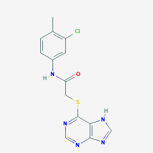 molecular formula C14H12ClN5OS B510170 N-(3-chloro-4-methylphenyl)-2-(9H-purin-6-ylsulfanyl)acetamide CAS No. 917219-75-1