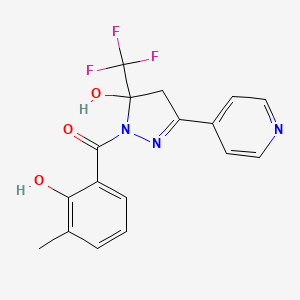molecular formula C17H14F3N3O3 B5101729 1-(2-hydroxy-3-methylbenzoyl)-3-(4-pyridinyl)-5-(trifluoromethyl)-4,5-dihydro-1H-pyrazol-5-ol 
