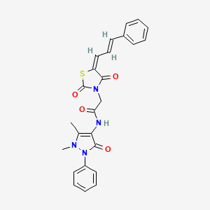N-(1,5-dimethyl-3-oxo-2-phenyl-2,3-dihydro-1H-pyrazol-4-yl)-2-[2,4-dioxo-5-(3-phenyl-2-propen-1-ylidene)-1,3-thiazolidin-3-yl]acetamide