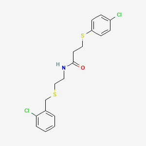 molecular formula C18H19Cl2NOS2 B5101748 N-{2-[(2-chlorobenzyl)thio]ethyl}-3-[(4-chlorophenyl)thio]propanamide 