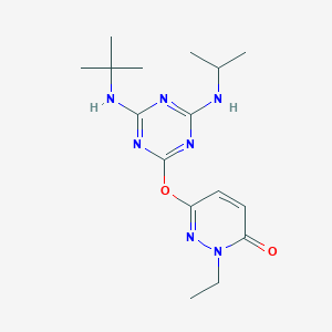 molecular formula C16H25N7O2 B5101816 6-{[4-(tert-butylamino)-6-(isopropylamino)-1,3,5-triazin-2-yl]oxy}-2-ethyl-3(2H)-pyridazinone 