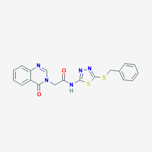 molecular formula C19H15N5O2S2 B510183 N-[5-(benzylsulfanyl)-1,3,4-thiadiazol-2-yl]-2-(4-oxoquinazolin-3(4H)-yl)acetamide CAS No. 755010-04-9