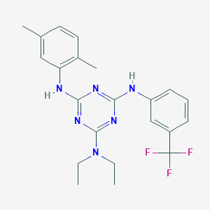 molecular formula C22H25F3N6 B5101962 N~4~-(2,5-dimethylphenyl)-N~2~,N~2~-diethyl-N~6~-[3-(trifluoromethyl)phenyl]-1,3,5-triazine-2,4,6-triamine 