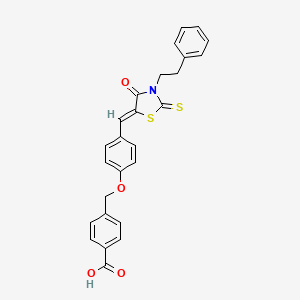 molecular formula C26H21NO4S2 B5101994 4-[(4-{[4-oxo-3-(2-phenylethyl)-2-thioxo-1,3-thiazolidin-5-ylidene]methyl}phenoxy)methyl]benzoic acid 