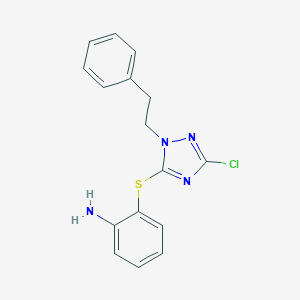 molecular formula C16H15ClN4S B510207 2-{[3-chloro-1-(2-phenylethyl)-1H-1,2,4-triazol-5-yl]sulfanyl}aniline CAS No. 919970-83-5